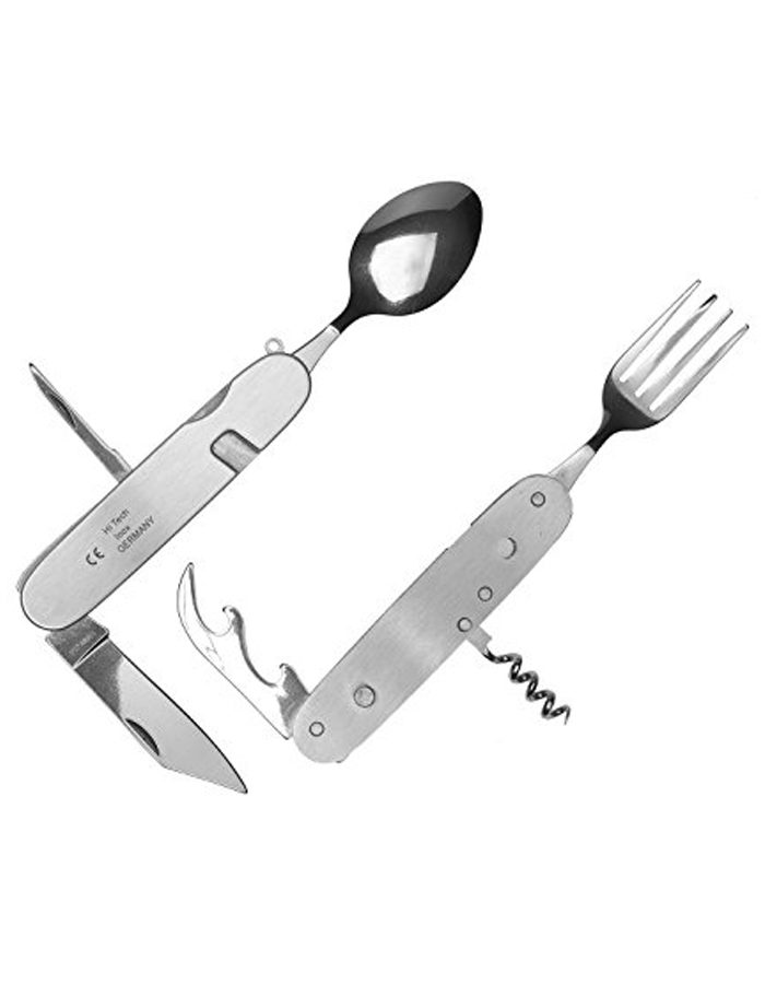 3 pezzi con cucchiaio per viaggio Uktunu Set di posate pieghevoli in acciaio inox coltello e forchetta 
